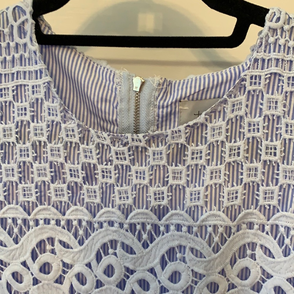 NWT beautiful anthropology lace over blue & white